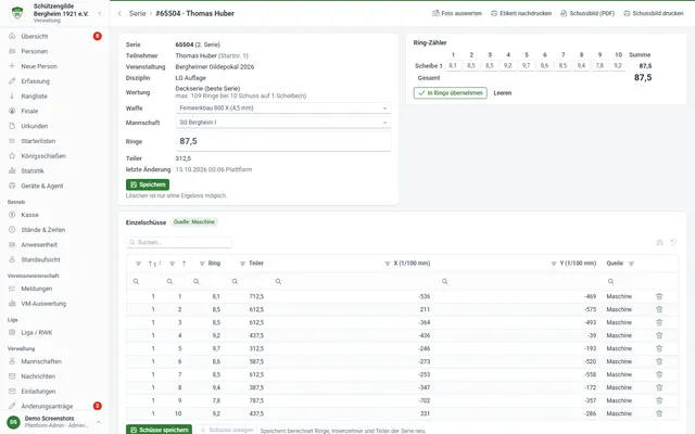 Screenshot Scoring machines in svscore