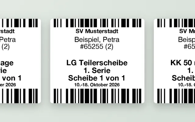 Screenshot Label printing in svscore