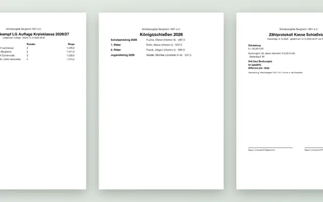 Screenshot Excel & PDF in svscore