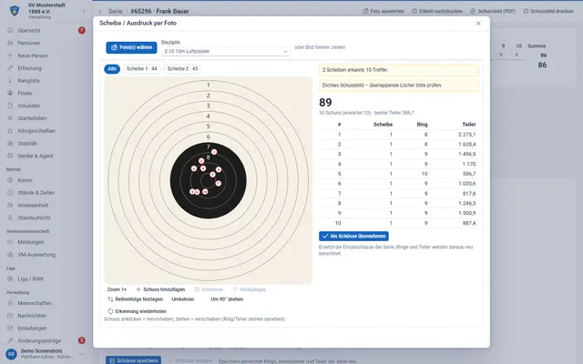 Screenshot Score a target by photo in svscore