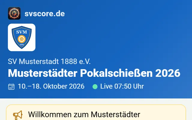 Screenshot Live results in svscore