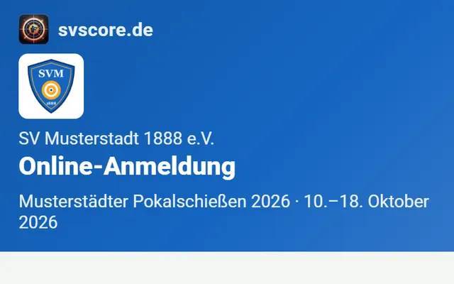 Screenshot Online registration in svscore