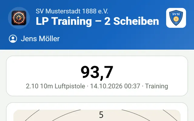 Screenshot Training log in svscore